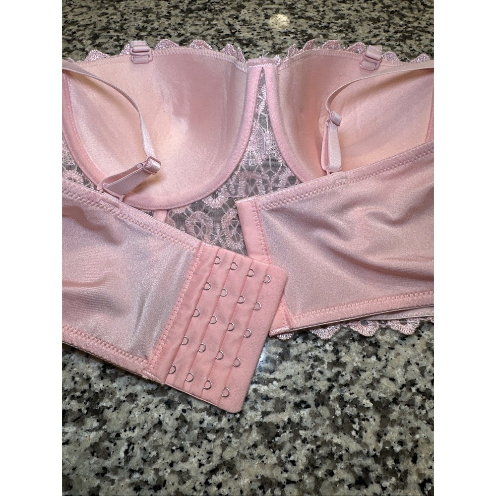 Windsor‎ Top Womens XL Soft Pink Lace Bustier Crop Top with Rhinestones - Picture 9 of 11